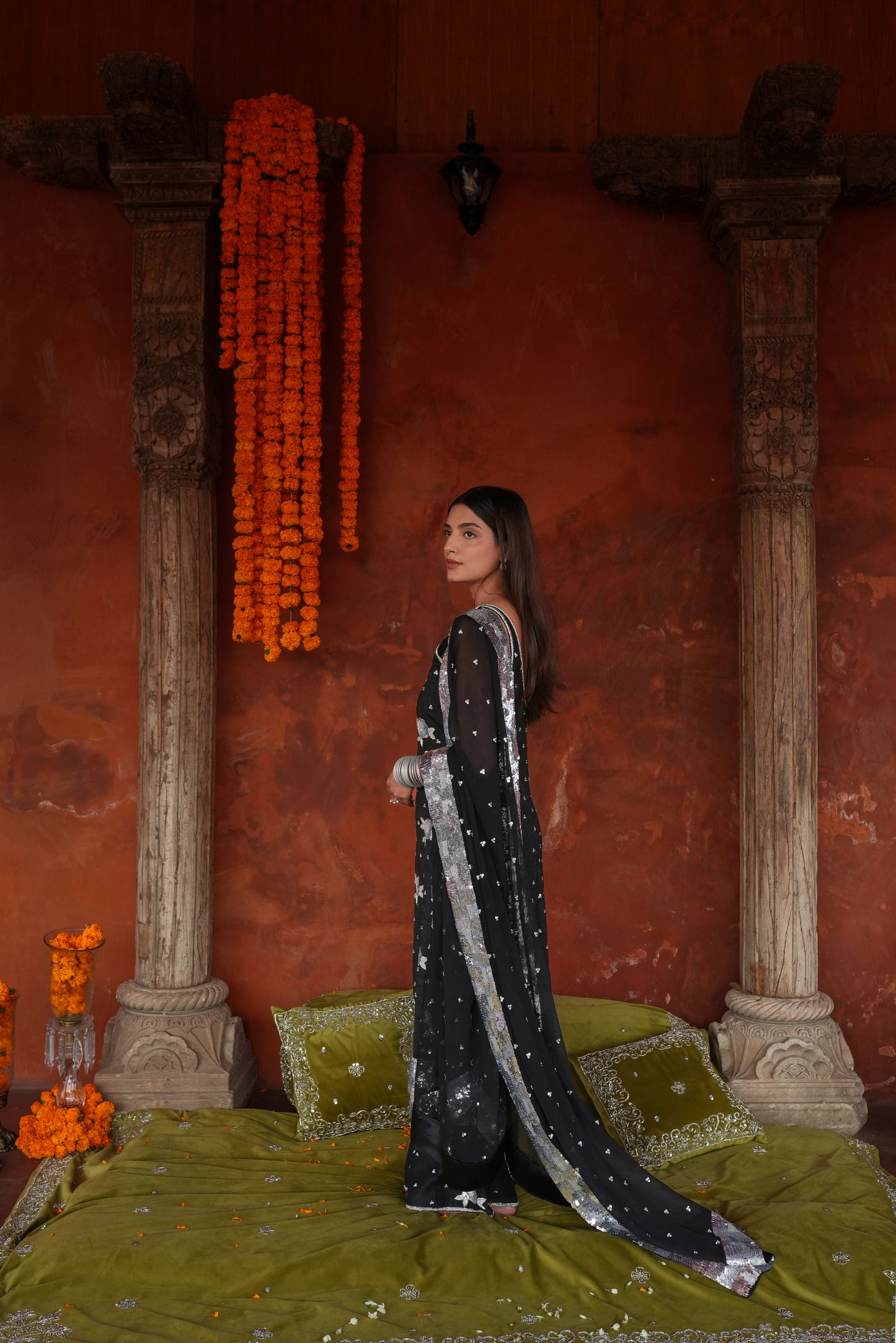 Black, Silver Rose Suit