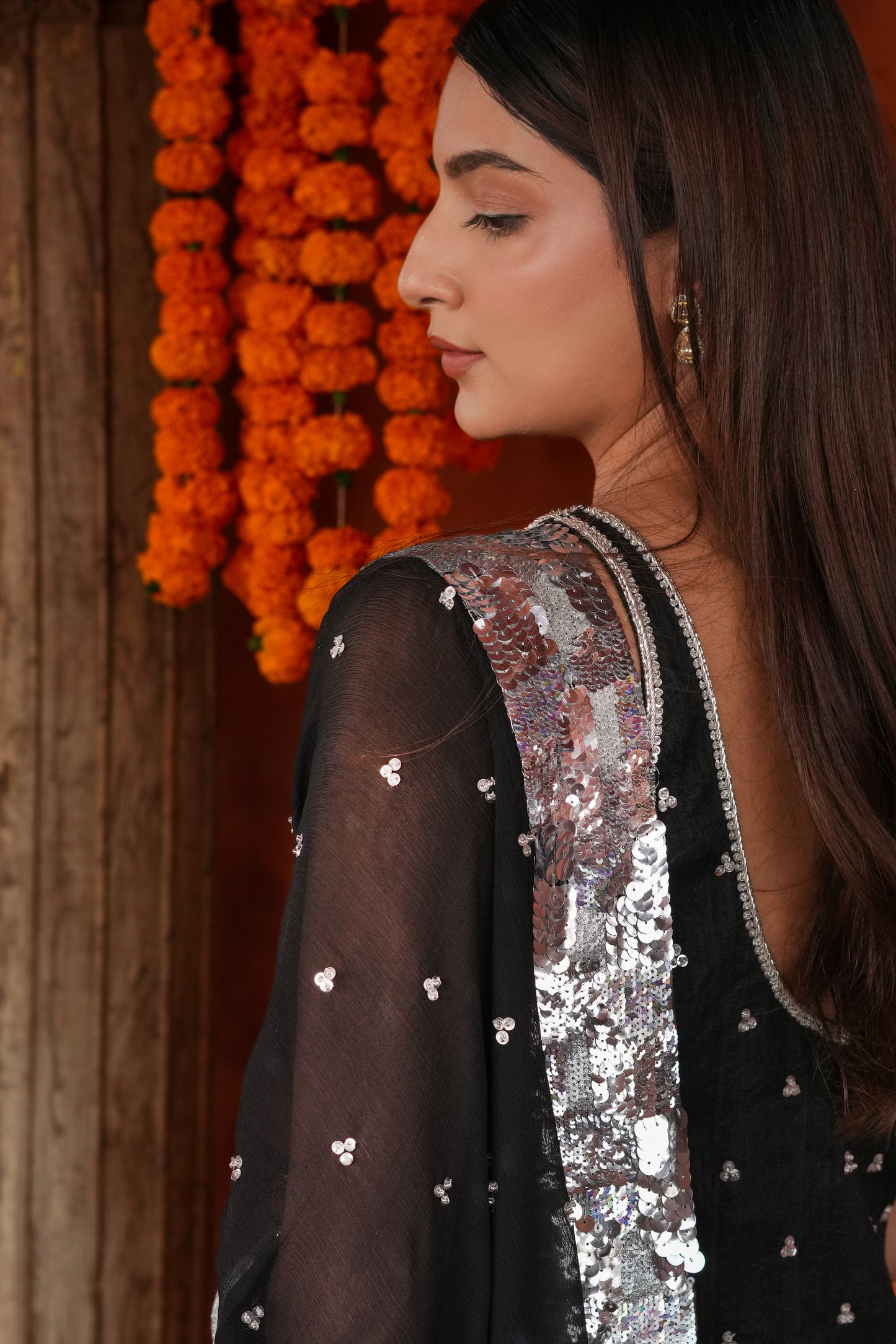 Black, Silver Rose Suit