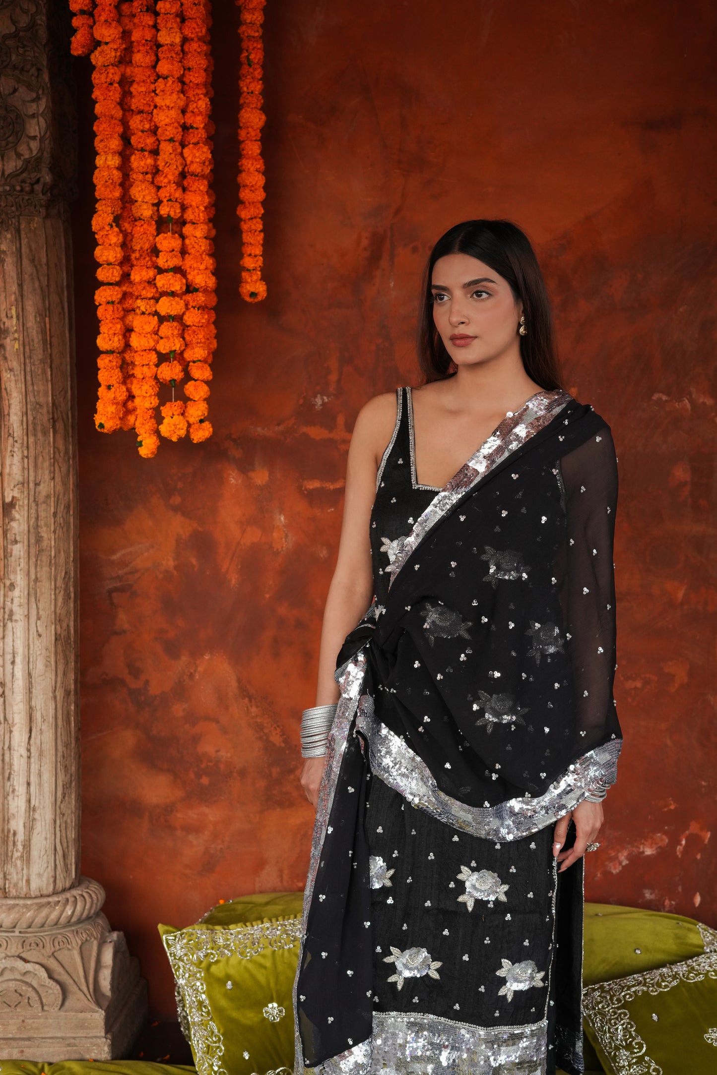 Black, Silver Rose Suit