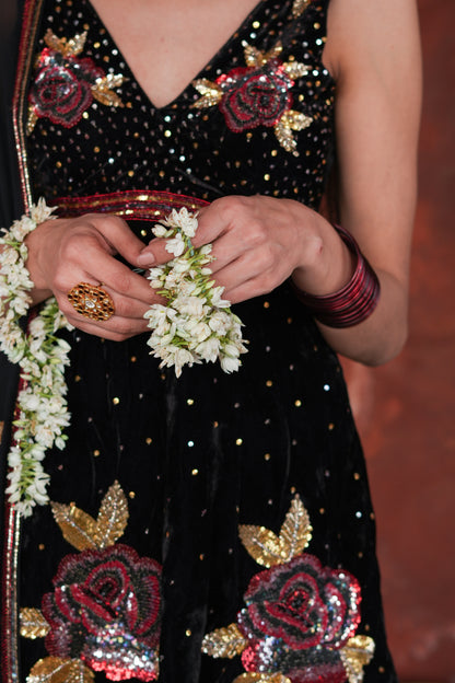 Black Roses Peplum Set